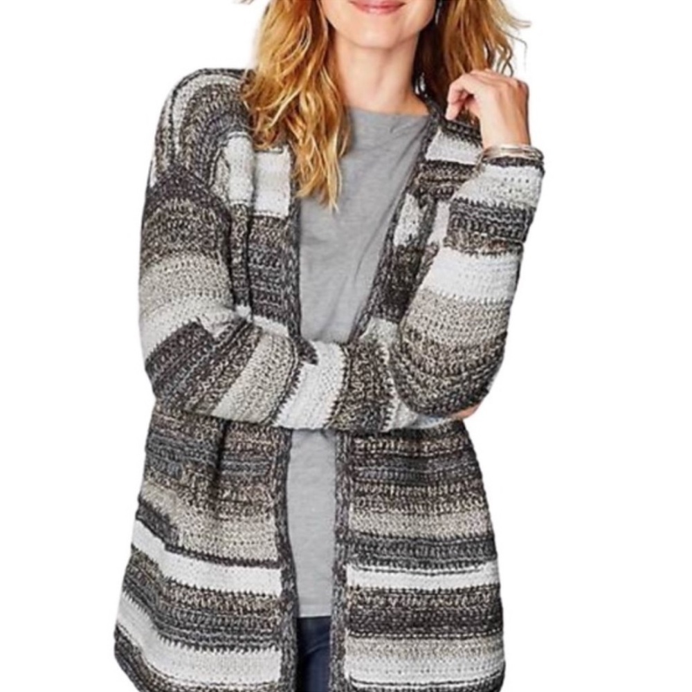 J Jill Intarsia Knit Cardigan Sweater Size Small